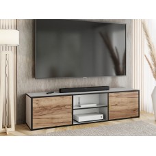 Atvērts TV galdiņš LUNO 3, Balts/Zelts craft/Zelts